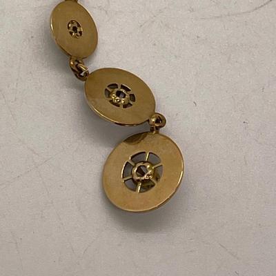 14K Yellow Gold Necklace with drop Pendant - 3 circles with 1/4 ct. diamonds