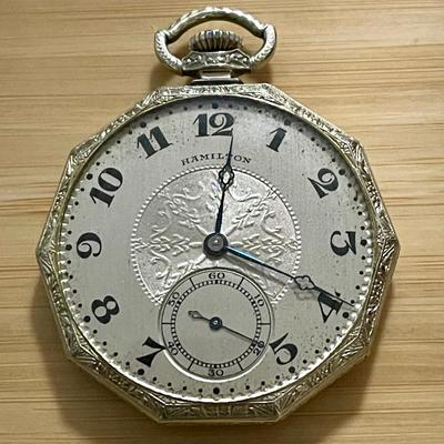 Hamilton 1925 Open Face Pocket Watch - 100 yr old timepiece - 14k gold filled