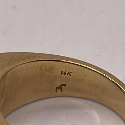 Vintage Men's Yellow Gold 14K Ring w/ 3 European cut Diamonds pinkie ring size 8