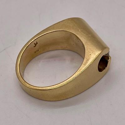 Vintage Men's Yellow Gold 14K Ring w/ 3 European cut Diamonds pinkie ring size 8