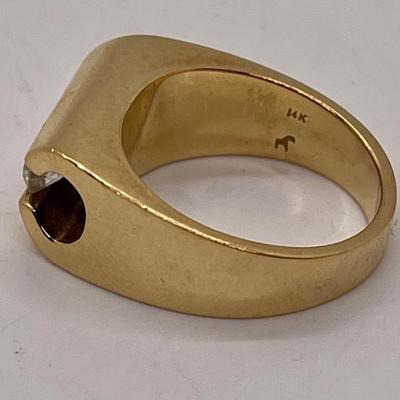 Vintage Men's Yellow Gold 14K Ring w/ 3 European cut Diamonds pinkie ring size 8