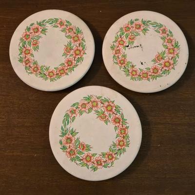 (3) Floral Coasters