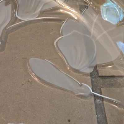 Crystal Platter with Frosted Flowers