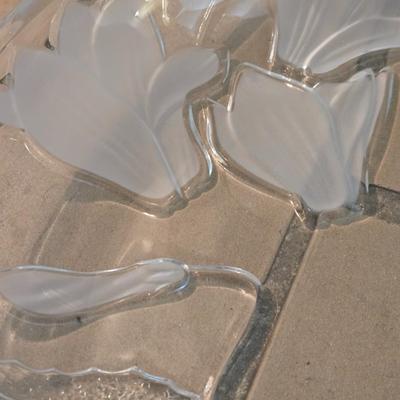 Crystal Platter with Frosted Flowers