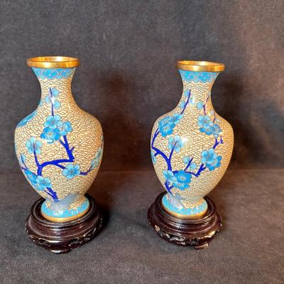 Lot 36. Pair of Chinese Cloisonné Vases