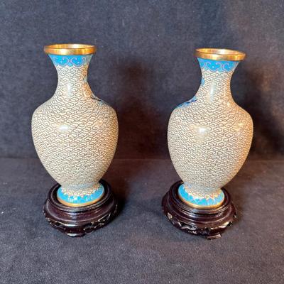 Lot 36. Pair of Chinese Cloisonné Vases