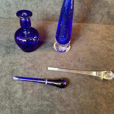 Lot 38. Two Cobalt Glass Perfume Bottles