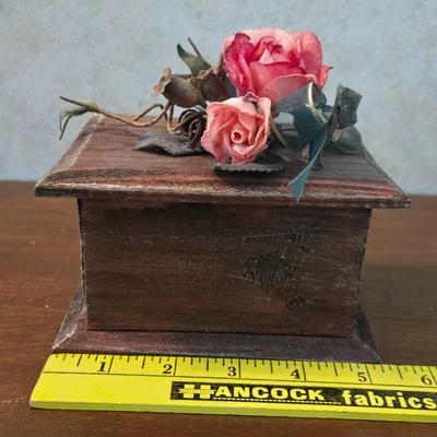 (2) Wood Boxes with Faux Flower Deco