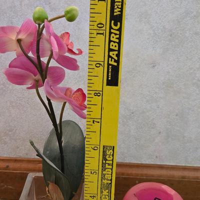 Porcelain Flower Candle Holder and Faux Flower in Glass Vase Decor