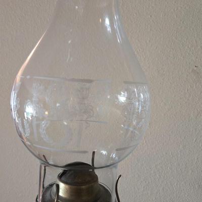 Antique Glass Kerosene Lamp with Decorative Design Flute