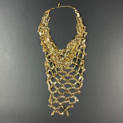 -32- WHITING & DAVIS CO. | Gold Tone Mesh Necklace | Marked