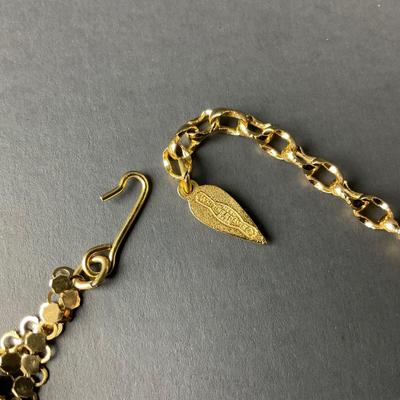 -32- WHITING & DAVIS CO. | Gold Tone Mesh Necklace | Marked