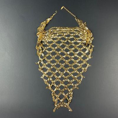 -32- WHITING & DAVIS CO. | Gold Tone Mesh Necklace | Marked