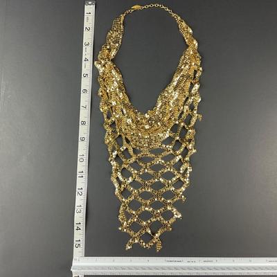 -32- WHITING & DAVIS CO. | Gold Tone Mesh Necklace | Marked