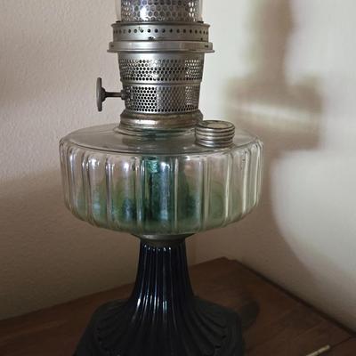 Antique Green Blow Glass Aladdin Kerosene Lantern