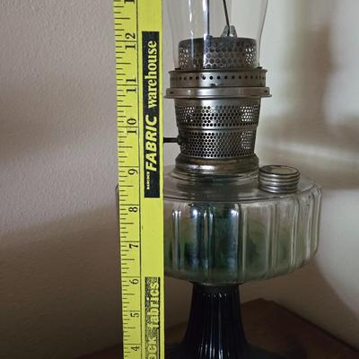 Antique Green Blow Glass Aladdin Kerosene Lantern