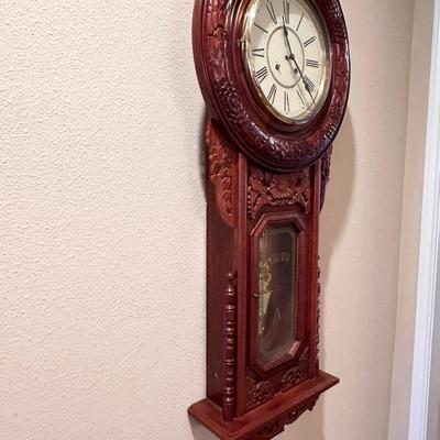 Carved Mahogany Wood Wall Clock ~ *Read Details
