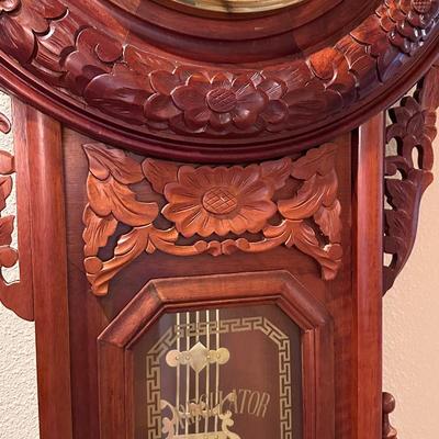 Carved Mahogany Wood Wall Clock ~ *Read Details