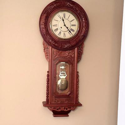 Carved Mahogany Wood Wall Clock ~ *Read Details