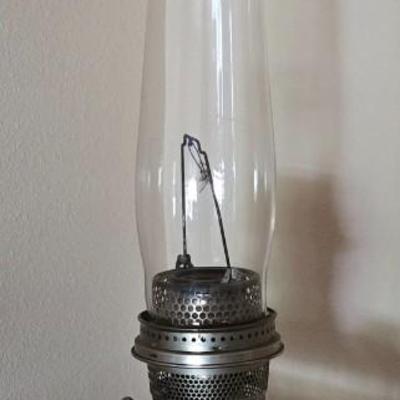 Silver Tone Aladdin Kerosene Lamp with Tall Skinny Flute