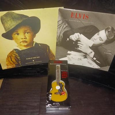ELVIS MUSICAL ORNAMENT AND 2 CALENDARS