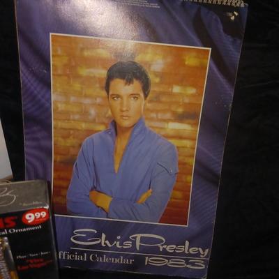 ELVIS MUSICAL ORNAMENT AND 2 CALENDARS