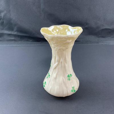 -33- BELLEEK | Shamrock Clover Porcelain Bud Vase | 6th Mark