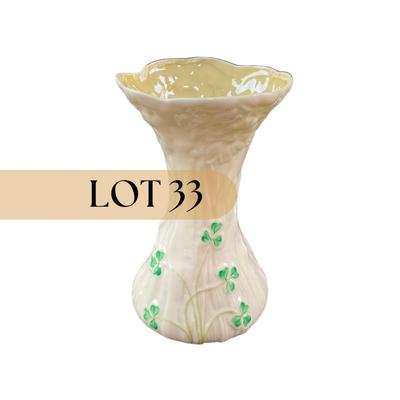 -33- BELLEEK | Shamrock Clover Porcelain Bud Vase | 6th Mark