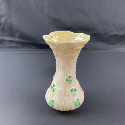 -33- BELLEEK | Shamrock Clover Porcelain Bud Vase | 6th Mark
