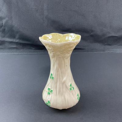 -33- BELLEEK | Shamrock Clover Porcelain Bud Vase | 6th Mark