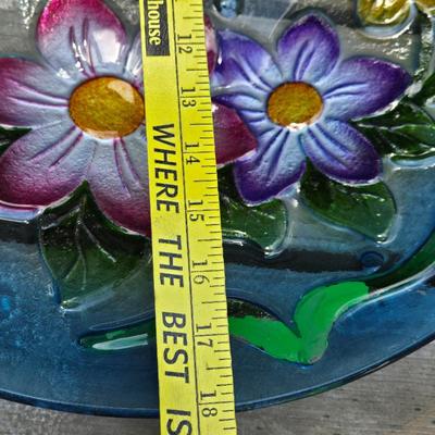 Beautiful Colored Glass Hummingbird Tray Plate