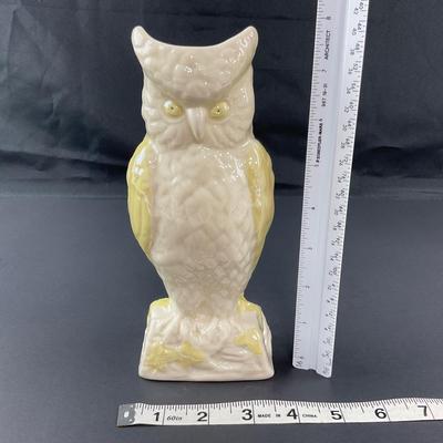 -35- BELLEEK | Porcelain Luster Owl Vase | 6th Mark