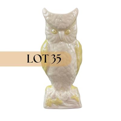 -35- BELLEEK | Porcelain Luster Owl Vase | 6th Mark