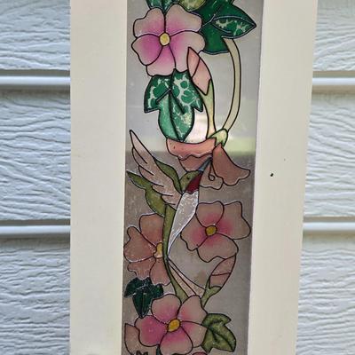 Floral Glass Front Small Cabinet