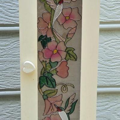 Floral Glass Front Small Cabinet