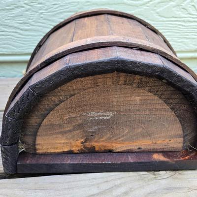 Vintage Wood Bucket Wall Pocket Deco