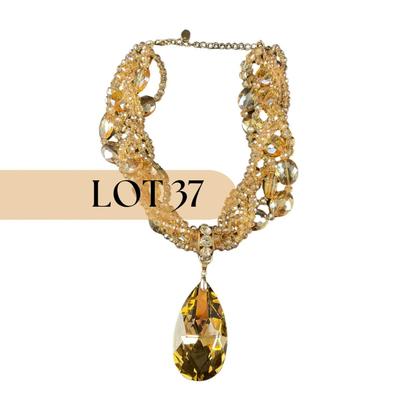 -37- COSTUME | Gold & Yellow Tone Beaded Necklace