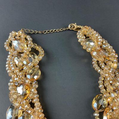 -37- COSTUME | Gold & Yellow Tone Beaded Necklace