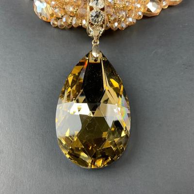 -37- COSTUME | Gold & Yellow Tone Beaded Necklace