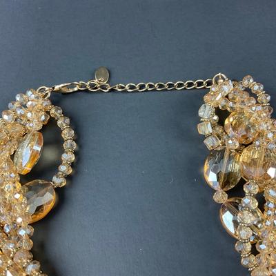 -37- COSTUME | Gold & Yellow Tone Beaded Necklace