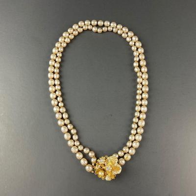 -38- MIRIAM HASKELL | Statement Pearl Necklace | Marked