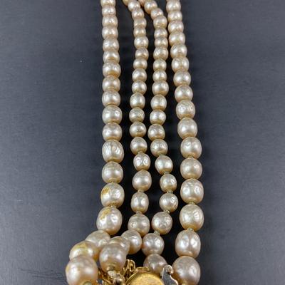 -38- MIRIAM HASKELL | Statement Pearl Necklace | Marked