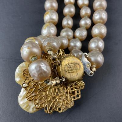 -38- MIRIAM HASKELL | Statement Pearl Necklace | Marked