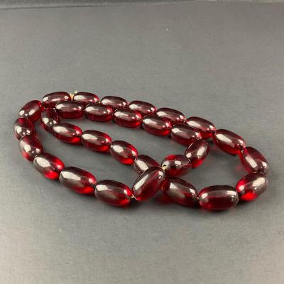 -39- FINE JEWELRY | 1930’s Cherry Amber Beaded Necklace