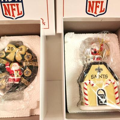Lot #33 New in Box Licensed NFL New Orleans Saints Ornaments - lot of 2