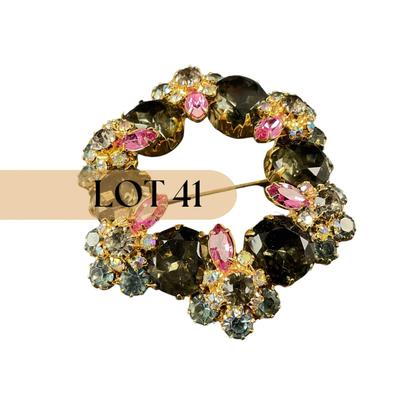 -41- BROOCH | 1950’s Multicolor Crystal Brooch