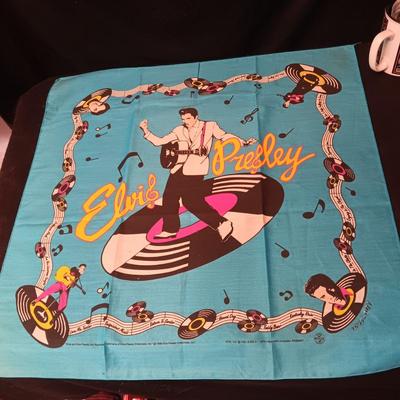 ELVIS HANDKERCHIEF, 2 SIDED SMALL PILLOW, COFFEE MUG AND PEN
