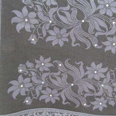 INDIAN SARI SAREE BLACK & VIOLET WITH RHINESTONES BONUS TOP
