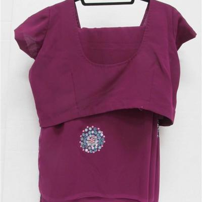 INDIAN SARI SAREE PURPLE WITH SEQUINS BONUS TOP
