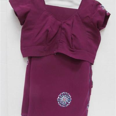 INDIAN SARI SAREE PURPLE WITH SEQUINS BONUS TOP